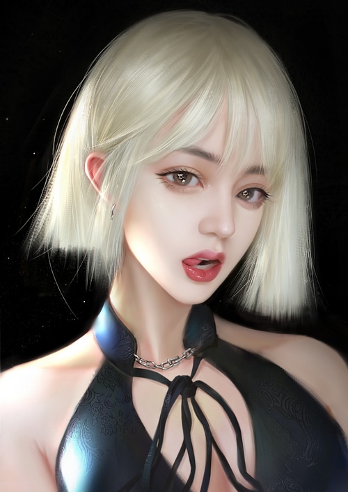 Painting of a woman with blonde hair