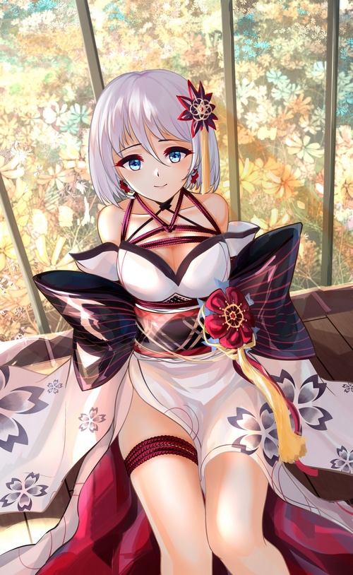 Azur Lane fan art of Tirpitz in a kimono