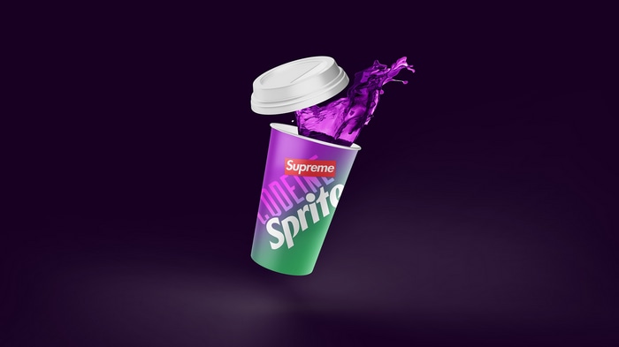 Supreme Codeine Sprite Cup with Purple Splash