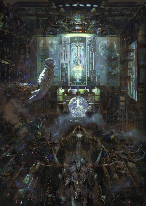 Astronaut in Futuristic Cybernetic Genetics Lab