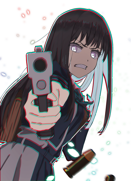 Inoue Takina from Lycoris Recoil holding a gun