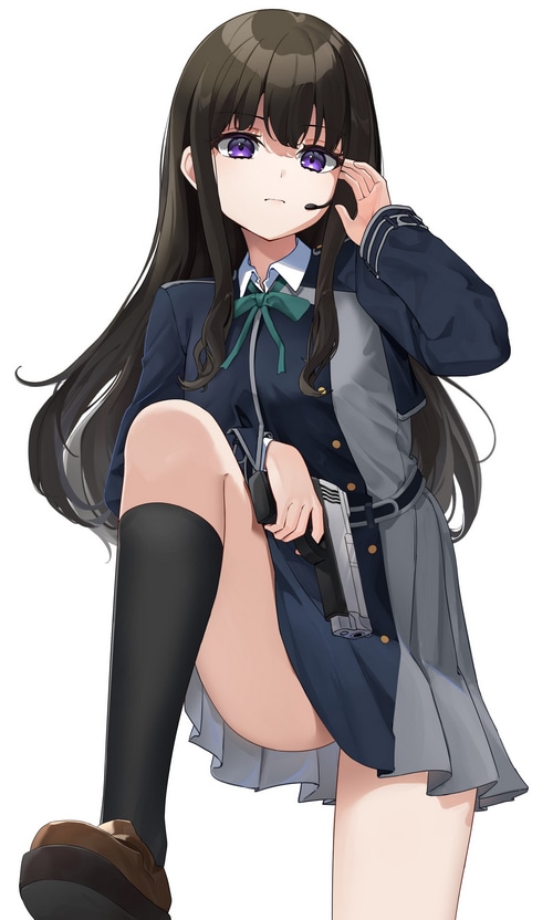 Inoue Takina holding a gun, Lycoris Recoil fan art