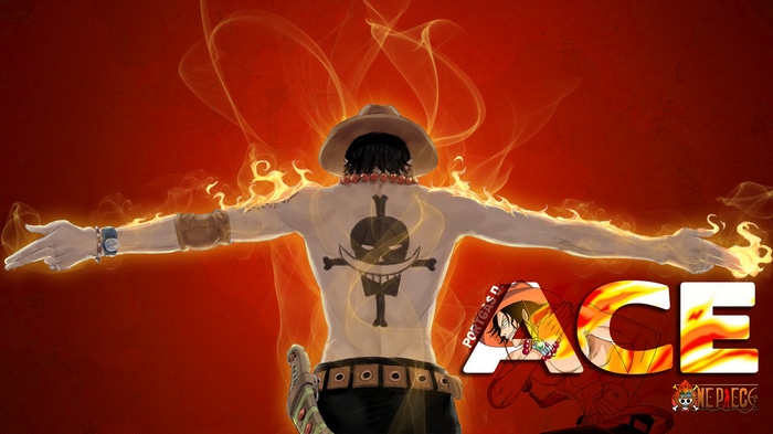 Portgas D. Ace from One Piece with flames