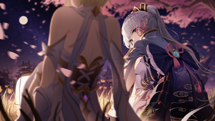 Kamisato Ayaka and Lumine in Genshin Impact