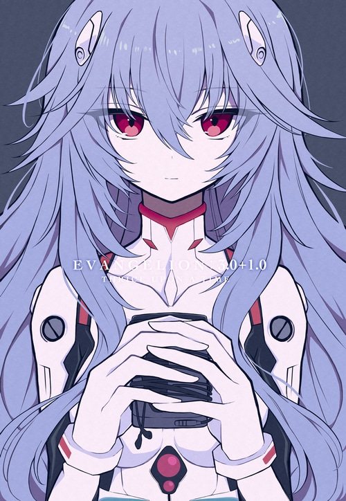 Rei Ayanami from Neon Genesis Evangelion holding a device