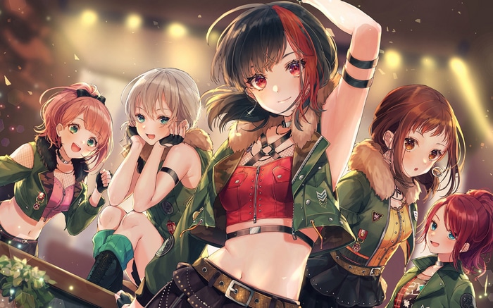 Group of women with two-tone hair on stage