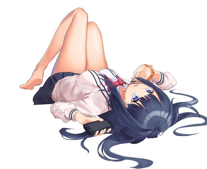 Takarada Rikka from SSSS.GRIDMAN playing a handheld console