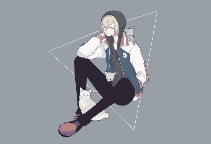 Yuri Plisetsky with cats