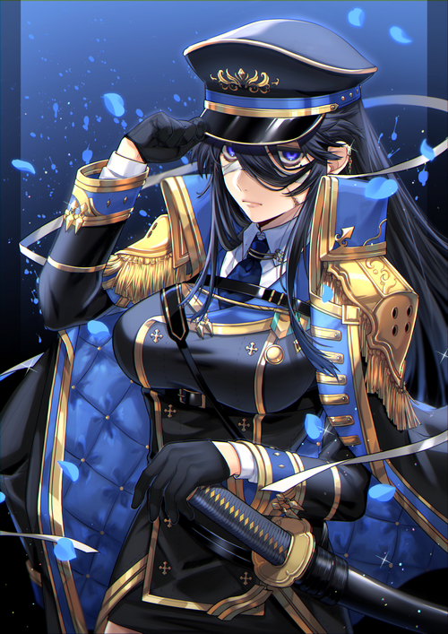 Fan art of a woman in a military uniform with a sword