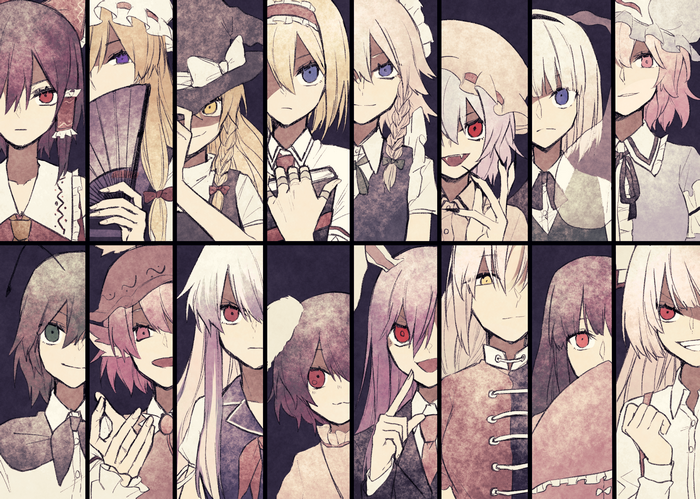 Touhou Project Characters in a Grid Layout