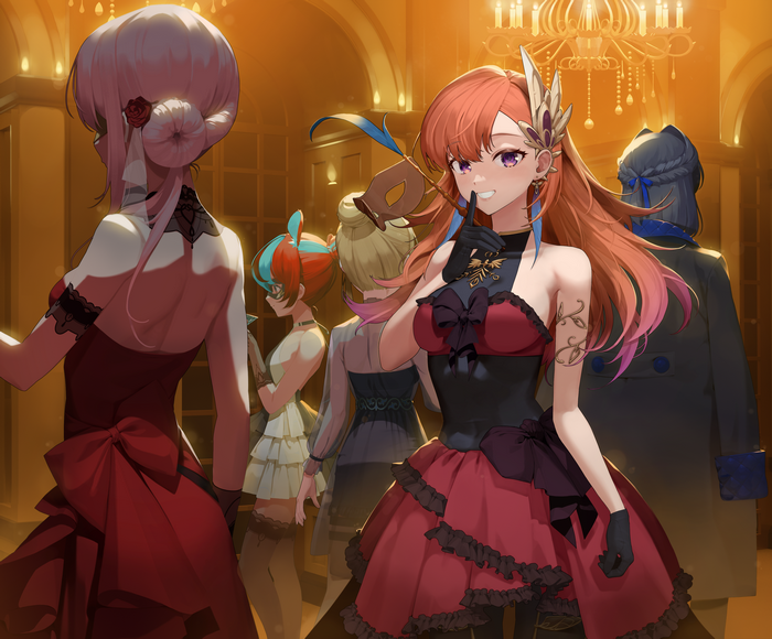 4K Takanashi Kiara and friends at a masquerade ball