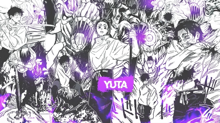 Yuta Okkotsu and creatures from Jujutsu Kaisen manga collage