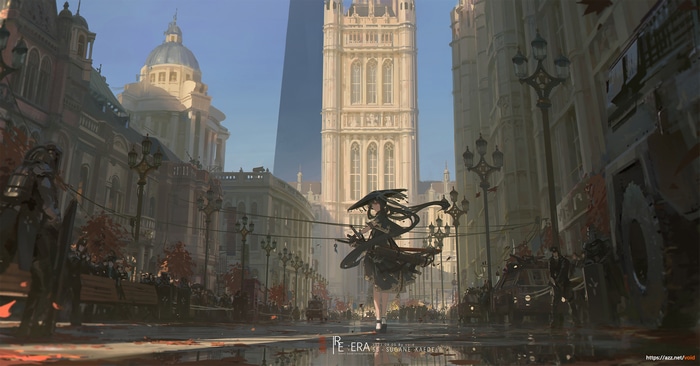 Girl in black dress in front of Big Ben
