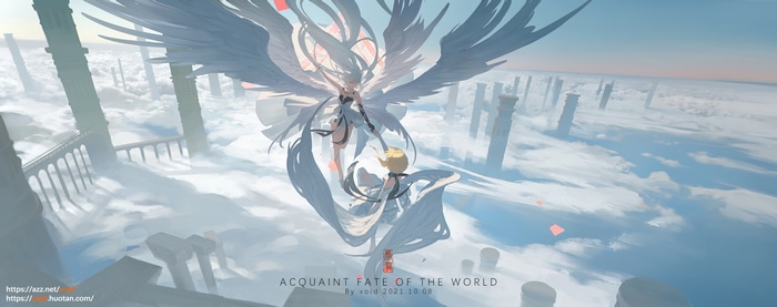 Lumine and Paimon in Genshin Impact fan art