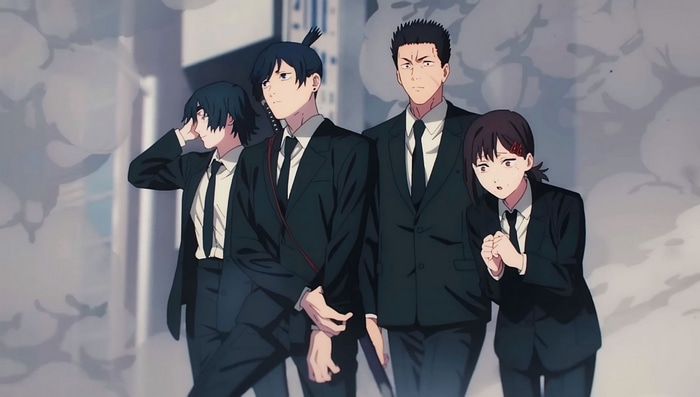 Chainsaw Man: Aki, Kobeni, and allies in suits