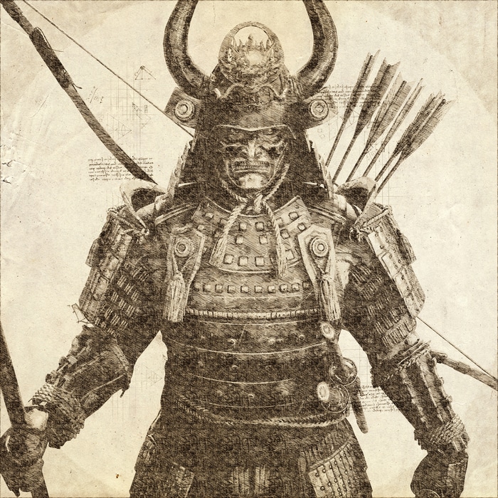 4K Samurai Warrior with Bow and Arrows