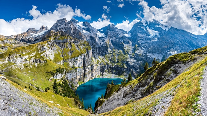 4K Switzerland Mountains and Lake Landscape