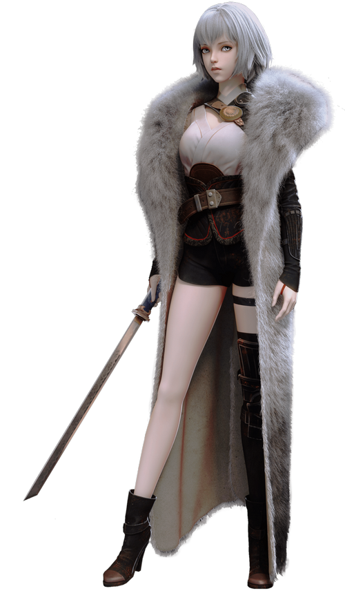 Bai Yuekui with silver hair and sword