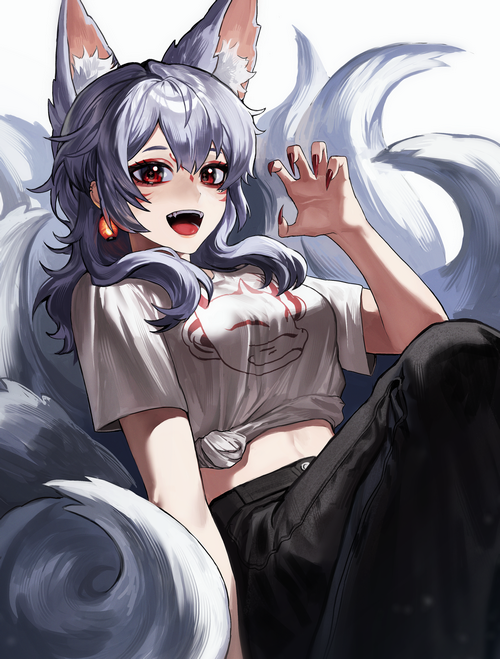 Nina Kosaka, a fox girl with white tails
