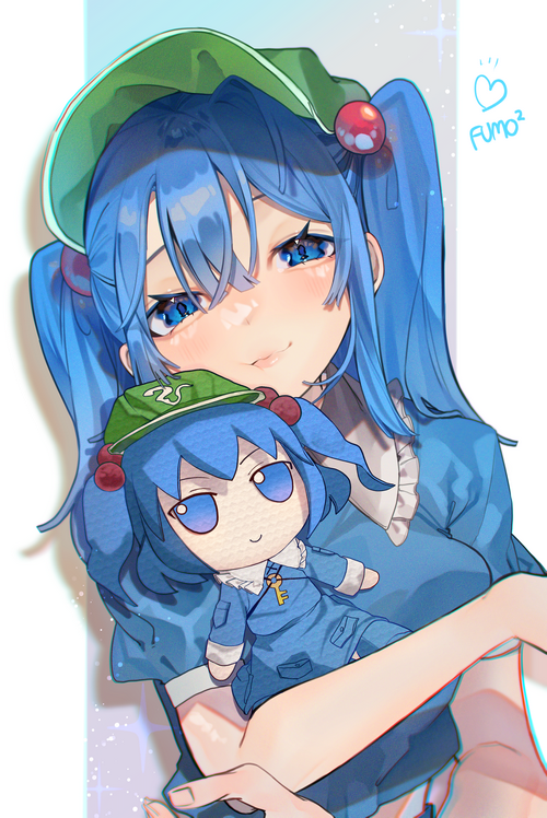 Kawashiro Nitori holding a plush toy