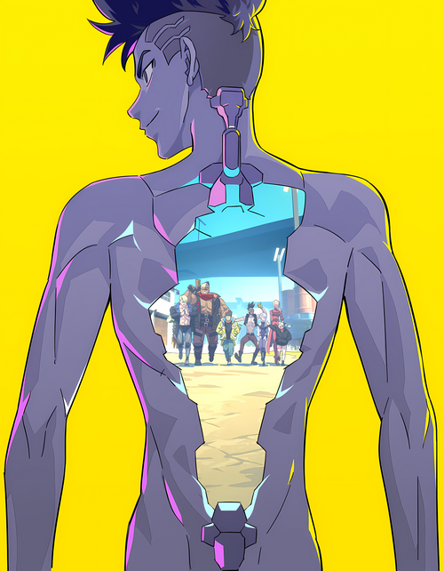 Cyberpunk: Edgerunners characters inside a cyborg