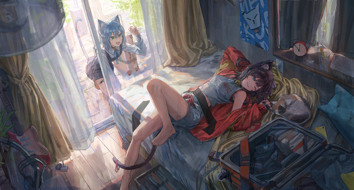 4K Cat Girls in a Messy Room