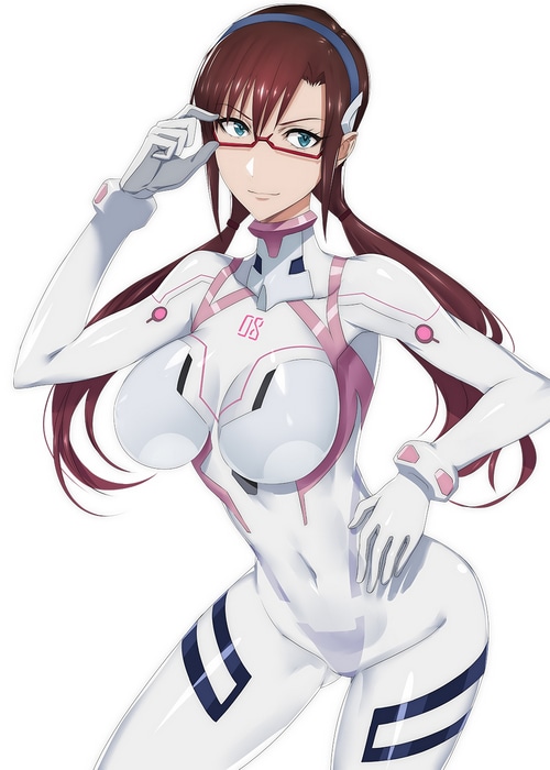 Makinami Mari Illustrious in a white Evangelion bodysuit