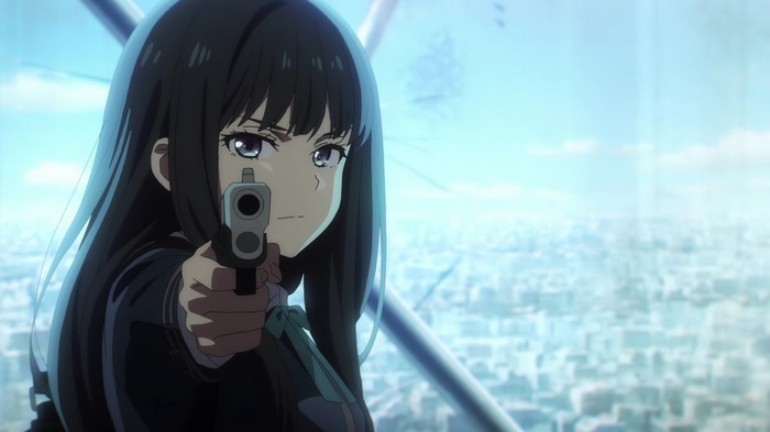 Gun At Gunpoint Lycoris Recoil Anime Screenshot Solo Inoue Takina Girls With Guns Hd