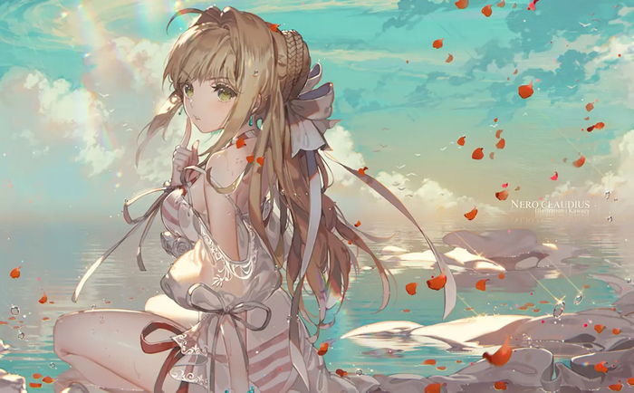 Nero Claudius Sitting by the Water with Petals