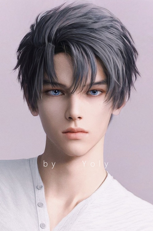 Digital art of a man with blue eyes by Yoly