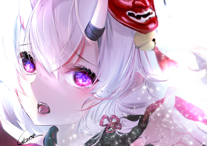 4K Nakiri Ayame with purple eyes and mask