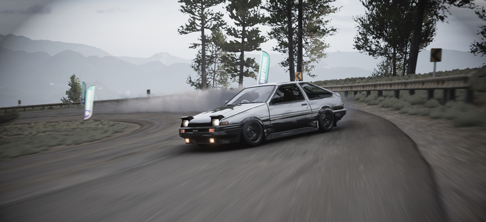 Toyota AE86 drifting in Forza Horizon 5