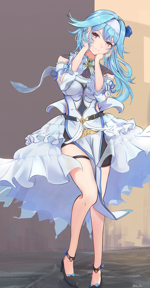 Eula from Genshin Impact in a white dress
