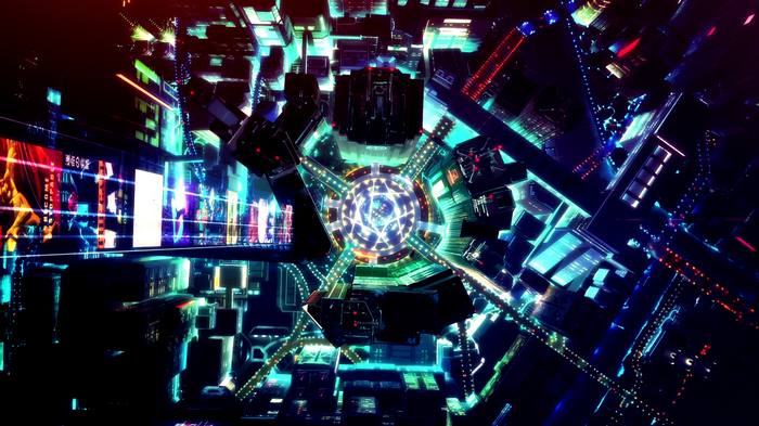 Cyberpunk: Edgerunners cityscape with neon lights