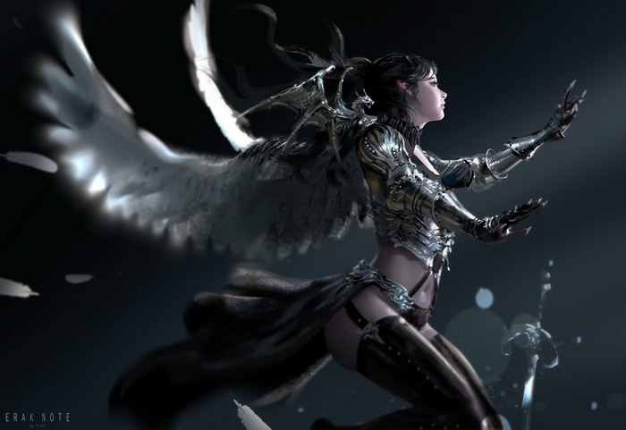 4K Fantasy Warrior Woman with Wings