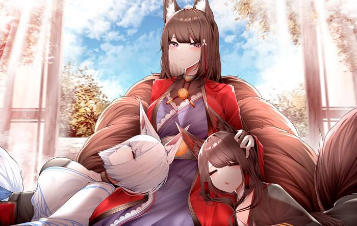 Azur Lane: Kaga, Akagi, and Amagi sleeping