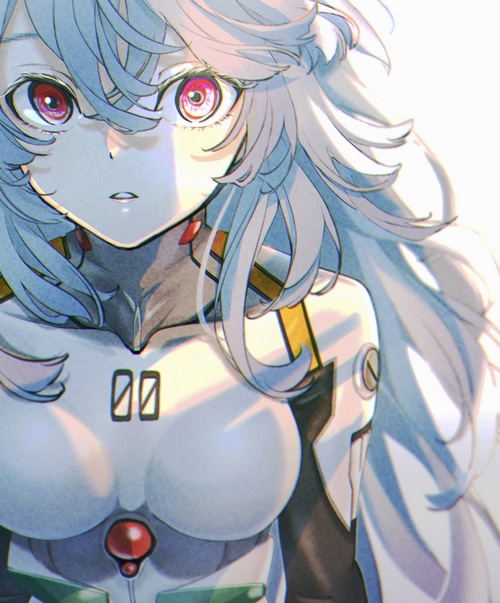 Ayanami Rei from Neon Genesis Evangelion in a white bodysuit