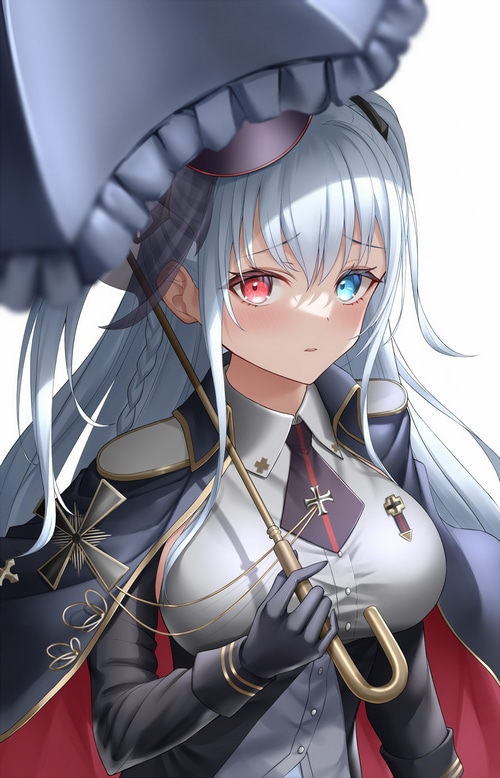 Elbing from Azur Lane holding an umbrella