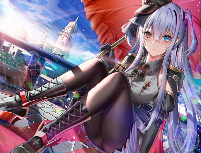 4K Elbing Azur Lane fan art with umbrella