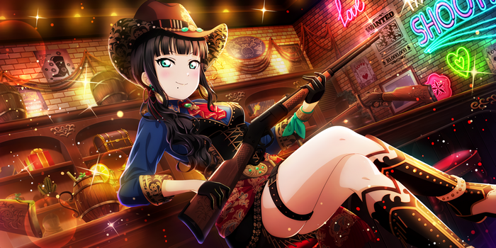 Kurosawa Dia with a shotgun in a saloon