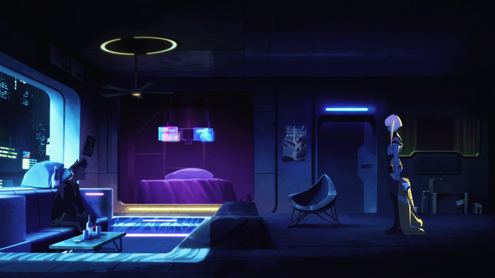 Cyberpunk: Edgerunners scene with David and Lucy