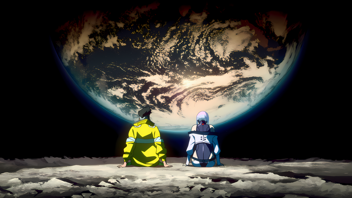 Cyberpunk: Edgerunners David and Lucy on the Moon