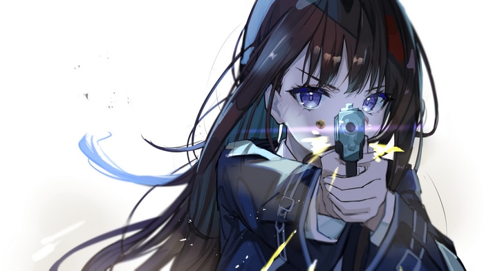Inoue Takina aiming a gun, Lycoris Recoil fan art