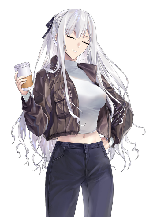 AK-12 from Girls Frontline holding a coffee cup