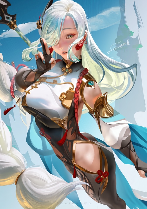 Shenhe from Genshin Impact fan art