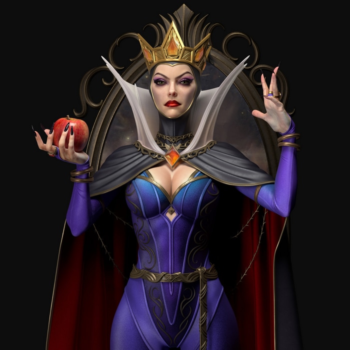 Evil Queen from Snow White holding an apple
