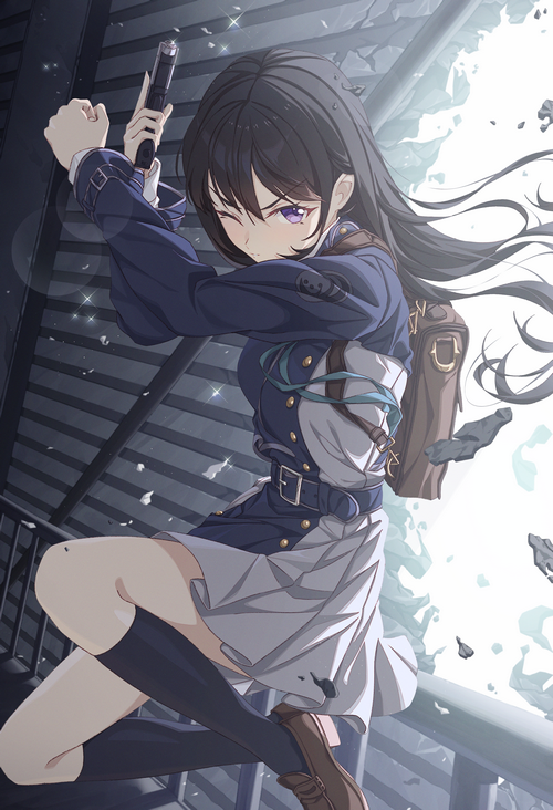 Inoue Takina from Lycoris Recoil with a gun