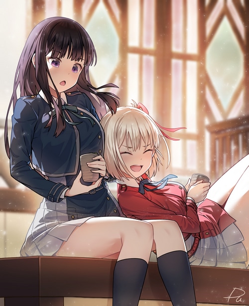 Lycoris Recoil fan art of Chisato and Takina