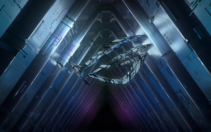 4K ASUS Republic of Gamers Logo in Sci-Fi Tunnel