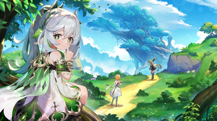 Nahida, Lumine, and Collei in Genshin Impact